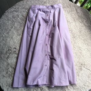 Lavender Button-front Midi Skirt with pockets
